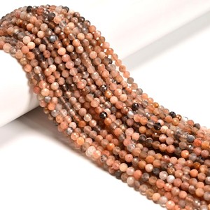 Cuentas redondas microfacetadas de piedra lunar melocotón natural de 2MM 3MM 4MM, hilo de cuentas de piedra lunar melocotón sueltas para pulsera y collar - Product Image 6