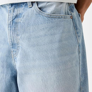 Men's Light Wash Denim Shorts Straight Leg Mid Waist Casual Summer Cotton Breathable Woven Pants Jorts Streetwear 2026 - Product Image 4