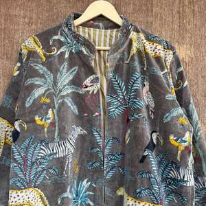 Veste kimono en velours, imprimé jungle japonais, cardigan bohème - Product Image 2