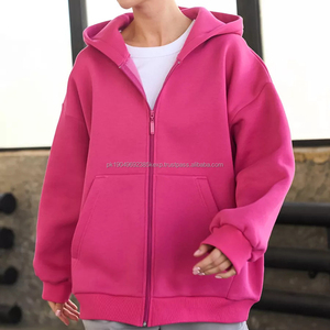 Sweat à capuche pour femmes avec fermeture éclair de haute qualité Sweat-shirt à capuche uni décontracté sportif en polyester personnalisé - Product Image 1