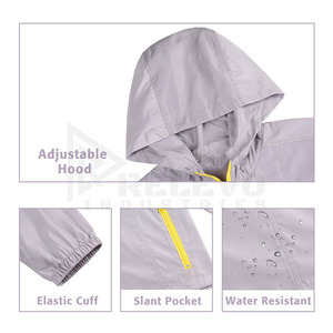 Veste coupe-vent unisexe à capuche Relevo personnalisée, légère, manches longues, décontractée, pour le printemps, imperméable, avec fermeture éclair - Product Image 5