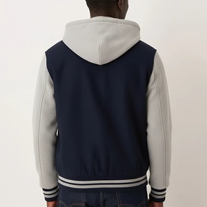 OEM Custom Men's <b>Long</b> Hooded Canvas <b>Waterproof</b> Breathable Winter Varsity <b>Jacket</b> with High Street Hip Hop Design - Product Image 3