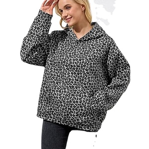 Cotton Fleece <b>Leopard</b> Hoodie Men Women Streetwear <b>Sweatshirt</b> Pullover Custom Logo OEM Bulk Supplier - Product Image 2