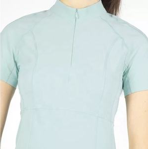 Camisa de montar con cremallera y logotipo personalizado para mujer, camisas de media manga para montar a caballo, ropa ecuestre, espectáculos - Product Image 1