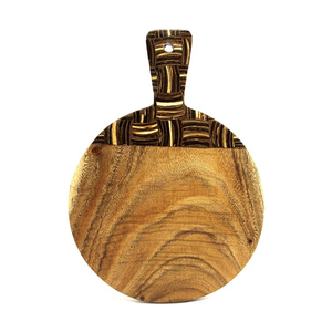Planche à découper en bois de Suar de qualité alimentaire avec incrustation de coquille de noix de coco, motif Catur moyen brun clair et blanc, pour cuisine et maison - Product Image 1