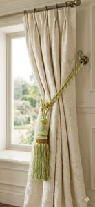 Traditional Green and Gold Textile <b>Curtain</b> Tiebacks with Elegant Tassel Design for Home Decorative Use - Product Image 3