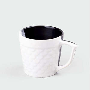 Ensemble de 4 tasses à thé en céramique texturée noire et blanche - Product Image 2
