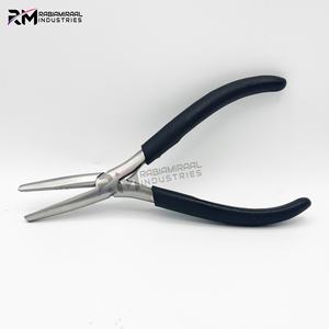 Alicates RMI, producto más popular, de acero inoxidable, con punta plateada y mango negro, punta plana recta. - Product Image 3