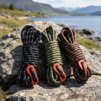 Cordon de tente réfléchissant d'extérieur avec tendeur, corde de maintien haute visibilité résistante au vent pour camping et randonnée