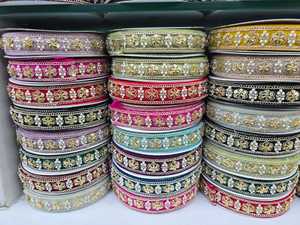 Rouleaux de dentelle brodée Zari métallique exquise de qualité supérieure, garniture de style traditionnel, pour vêtements de mariée ethniques, couleur personnalisée, chaussures - Product Image 5