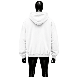 Sudadera con capucha blanca vintage desgastada con cremallera, gráfico bordado 'Feel Lost But Im Back', estilo oversize, lavada, streetwear, para otoño - Product Image 2