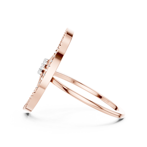 Anillo de Diamante Cultivado en Laboratorio con Forma de Luna Creciente y Estrella, Oro Rosa Sólido de 18K, Moderno, Certificado, para Boda, Compromiso, Fiesta, Evento Glamuroso, Regalo - Product Image 3