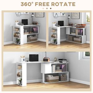 360 gradi girevole bianco a forma di L angolo scrivania del Computer a casa scrivania da ufficio con scaffali di stoccaggio postazione di lavoro da tavolo - Product Image 5