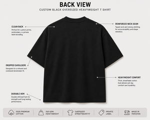 T-shirt surdimensionné noir personnalisé en coton épais 100% – Fabricant pakistanais, marque privée, streetwear, écologique, anti-plis - Product Image 2