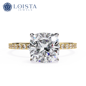 <b>Custom</b> 18K Gold Synthetic Diamond <b>Ring</b> Multi-Style Diamond Jewelry Cushion Shape Solitaire Diamond <b>Ring</b> - Product Image 1