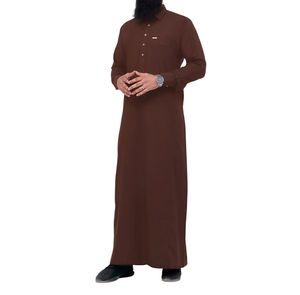 Nouvelle Tunique Traditionnelle Musulmane Élégante pour Hommes, Style Marocain et Arabe de Dubaï, Jubbah Islamique Légère en Coton Longueur Ras du Sol - Product Image 1