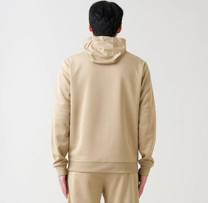 Men's Khaki Full <b>Zip</b> <b>Hooded</b> Tracksuit Set Solid Color Casual Sweatshirt Pants Breathable Cotton Autumn Wear Made in Pakistan - Product Image 4