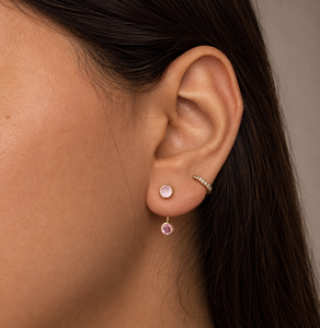 Dainty Layla <b>Stud</b> <b>Earrings</b> 18k Gold Plated Bezel Setting Birthstone Jewelry Everyday Women's Gift for Her - Product Image 3
