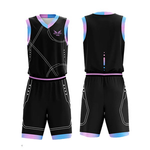 Custom Black Gradient Youth Basketball Uniforms Set Sleeveless V-Neck Moisture Wicking <b>Athletic</b> Fit Unisex Sublimated - Product Image 1