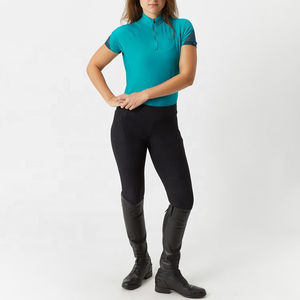 Chemise à manches courtes pour femmes, couleur contrastée, à prix bas, très vendue, personnalisable, pour l'équitation, chemises de compression pour la course hippique - Product Image 3