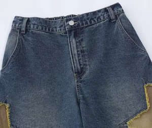 High Quality Custom Men's Canvas Denim <b>Jeans</b> Shorts 100% Cotton Casual Baggy Summer Brown Carpenter <b>Elastic</b> <b>Waist</b> OEM Service - Product Image 5