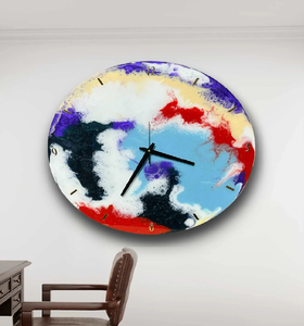 Abstract Round Resin <b>Digital</b> Wall <b>Clock</b> Quartz Oversized Contemporary Design Two-piece Antique Style 15mm Thick Plate for Office - Product Image 1
