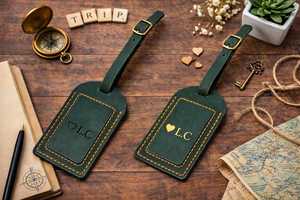Custom Genuine Leather Luggage Tags Privacy Cover Suitcase <b>Name</b> <b>Labels</b> Personalized Travel Bag Tags Shop LMP-0300 - Product Image 6