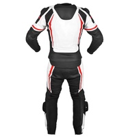 Combinaison de moto en cuir véritable intégral avec protection contre les chocs, coutures doubles renforcées, fermeture éclair durable