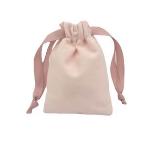Plain Dyed Cotton Drawstring Bag Eco Friendly Woven Muslin Gift Pouch Pink - Product Image 2