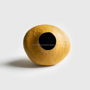 <b>Light</b> weight Yellow <b>Vase</b> Artisan Crafted Unique Modern Paper Mache Eco-Friendly Matte Yellow Table Decor - Product Image 3