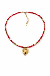 Collar con colgante de elefante chapado en oro con perla de imitación y cuentas de resina, joyería de regalo unisex - Product Image 4