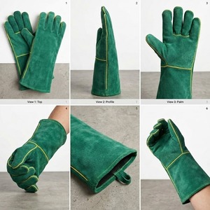 Gants de sécurité industriels robustes en cuir, certifiés CE, sans latex, pour le soudage, excellente résistance à la chaleur, en cuir de vachette pleine fleur pour usage quotidien - Product Image 2