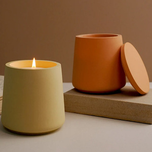 Concrete <b>Candle</b> Jar Concrete <b>Candle</b> Vessels With Lid Cement <b>Candle</b> <b>Candle</b> - Product Image 1