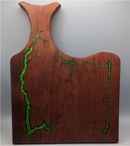 Planche à découper carrée en bois et résine époxy, couleur bleu ciel, écologique, passe au lave-vaisselle, moderne, de haute qualité - Product Image 3