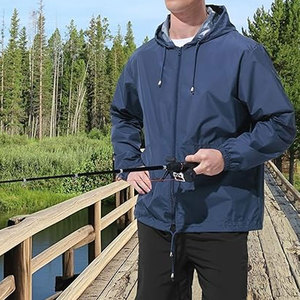 Mens Rain <b>Jacket</b> Raincoat Windbreaker Running Waterproof Lightweight <b>Packable</b> with Hood Travel Hiking Cycling Outdoor - Product Image 3
