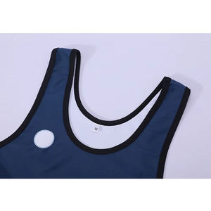 Men's Blue Wrestling Singlet Deep V Neck X-strap Sleeveless Heat-Transfer Printed Spandex Fitted Moisture Wicking Adult All - Product Image 4