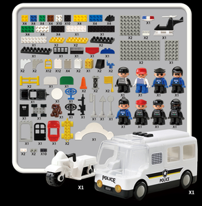 OXFORD Plastic Toddler Building Blocks Set Police Theme <b>Educational</b> <b>Toy</b> DIY Model Kit for Children Age +3yrs Korea - Product Image 5