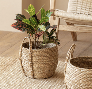 Vietnam Manufacturer Retro Style Seagrass Floor Storage Pots Handles Handwoven Eco-Friendly Durable 24L Capacity Outdoor - Product Image 4