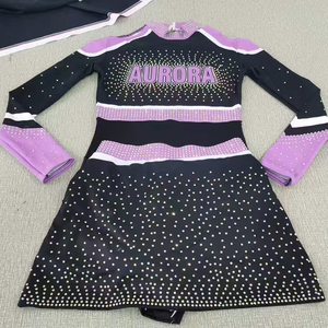Ensemble d'uniformes de cheerleading Raiders noir et blanc avec strass, manches longues, tenue d'équipe pour adolescentes - Product Image 2