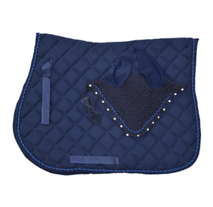 Luxury Pink Horse Saddle Pad Set with Matching Ear Bonnet | Wave Quilted <b>Equestrian</b> Saddle Cloth | Horse Riding Equipment Manufa - Product Image 1
