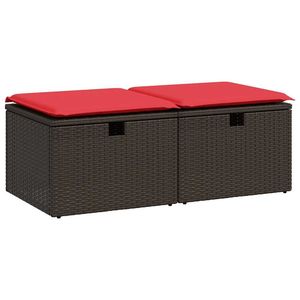 Divano in 2 pezzi marrone Poly Rattan in Acacia Set con cuscini mobili di stoccaggio durevoli - Product Image 2