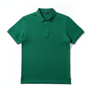 Custom Logo <b>Men's</b> <b>Green</b> Short Sleeve Cotton Pique <b>Polo</b> <b>Shirt</b> Casual Solid Color Breathable Knitted Design Front Logo - Product Image 1