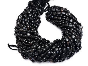 Cuentas sueltas ovaladas lisas de ónix negro natural de 7x10 mm, piedra preciosa semipreciosa para la fabricación de joyas. - Product Image 3