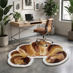 Alfombra de Lana Premium Hecha a Mano con Diseño Geométrico Antideslizante, Color Marrón y Beige, Moderna, Suave y Decorativa para Cocina o Dormitorio - Product Image 3