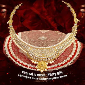 Regal Kundan Stone Pearl <b>Bridal</b> <b>Jewelry</b> <b>Set</b>-Classic Diamond Accent Party Gift - Product Image 3