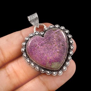 Colgante de purpurita, colgante de piedra preciosa natural, colgante en forma de corazón, colgante de plata de ley 925, colgante de joyería hecho a mano para mujer - Product Image 2