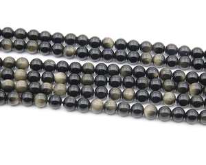 Lot en gros de perles de bijoux certifiées en obsidienne naturelle, rondes, facettées, calibrées, non traitées - Product Image 6