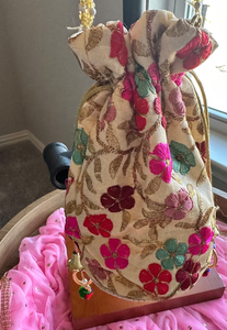 Bolso de mano indio Potli para mujer, cartera de mano para regalo de madre, lote de boda al por mayor, regalo de devolución Diwali - Product Image 6