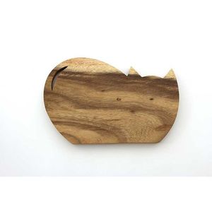 Planche à découper en bois de Suar naturel en forme de chat, qualité alimentaire, petit bloc à découper pour animaux, plateau à trancher en bois non verni, cuisine de Bali - Product Image 1