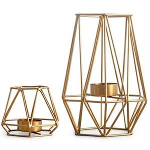 Geometric Iron Candle <b>Lanterns</b> Black Frame Hanging <b>Tea</b> <b>Light</b> Holders For Home Decoration Wedding - Product Image 6
